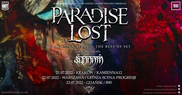 Paradise Lost, Sunnata - koncerty, Polska 2022