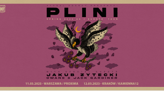 PLINI, Jakub Żytecki i Owane & Jack Gardiner - koncerty, Polska 2023